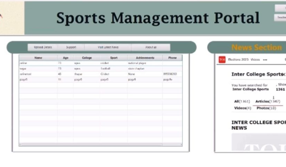 Sports Management Portal
